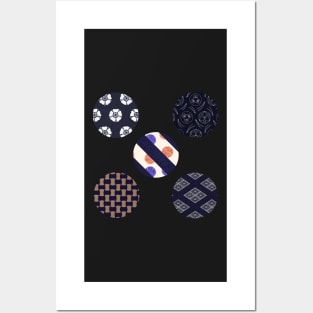 Origami Paper Traditional Japanese Pattern Sticker Set - Navy Indigo Posters and Art